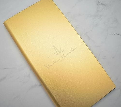 Power Bank 10000 mAh Slim Portable Charging Powerbank Battery with Flashlight 2 USB Ports Output USB-C and Micro USB Input (Gold, Qty - 3)