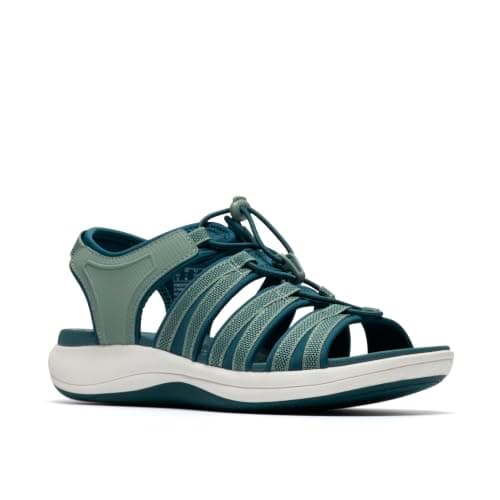 Clarks Women's Athleisure Fisherman Sandal, Teal Textile, 8 Wide — view 2