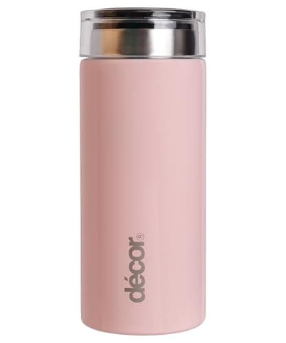 Décor Double Wall Stainless Steel Mini Travel Mug - Keeps 4 Hours Hot - 12 Hours Cold - Car Cup Holder Compatible - Removable Screw Top Lid - 200ml Dusty Pink. — view 2