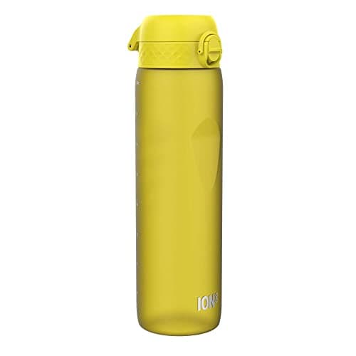 ION8 1 Litre Water Bottle, Leak Proof, Flip Lid, Carry Handle, Rapid Hydration, Dishwasher Safe, BPA Free, Contoured Grip, Ideal for Travel, Gym & Activity, Carbon Neutral Recyclon, 32 oz, Yellow