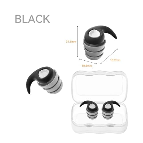 Soft Silicone Ear Plugs for Sleep, Noise Reduction - Reusable, Hearing Protection for Snoring, Travel, Work, Swimming - Protective Box (Black, Large) — view 2