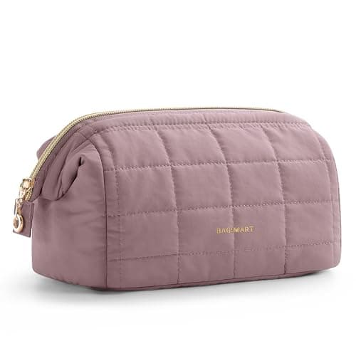 BAGSMART Small Travel Makeup Bag for Women, Wide Opening Cosmetics Bag