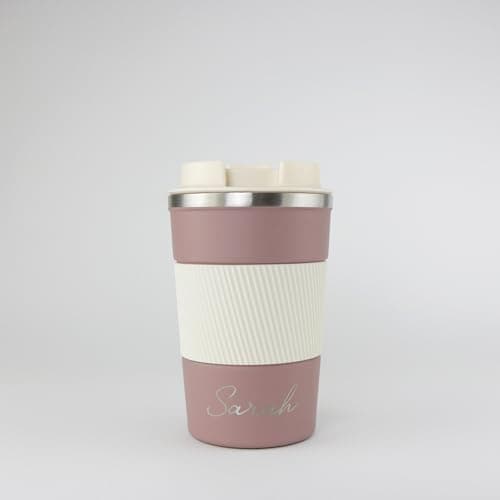 cribstar Personalised Engraved Insulated Travel Mug | Stainless Steel Tumbler | Double-Walled Tea/Coffee Cup | Leak-Proof & Reusable | Keeps Hot 12h / Cold 24h | Thermal Mug (Mocha, 380ml)