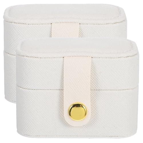 Operitacx 2pcs Mini Ring Storage Box Ring Display Case White Pu Fleece Multislot Scratch-resistant Jewellery Organizer and Wedding Bands Travel and Wedding Use for Brides and Women
