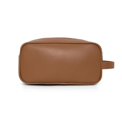 Toiletry Bag Vera Losso Premium Luxury Vegan Leather Wash Bag, Travel Toiletry Organiser with Rose Gold Hardware, Brown, 24 x 12 x 11 cm — view 4