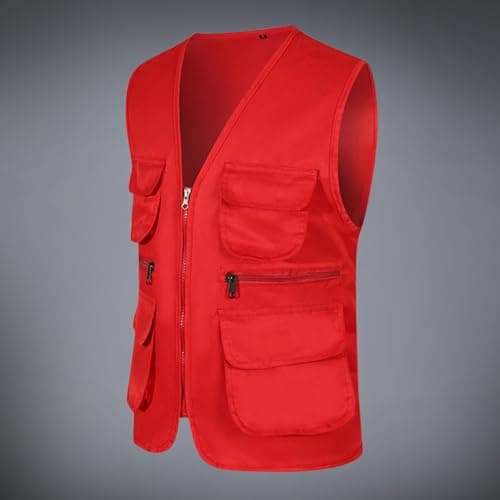 Mens Multi Pocket Fishing Waistcoat Outdoor Work Safari Travel Vest Camping Hunting Outerwear Gilet Photography Tops Cargo Utility Safari Waistcoats Breathable Mens Fishing Gilets — view 3