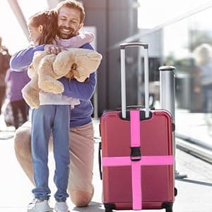 Luggage Suitcase Straps Set Adjustable Travel Packing Straps with Buckles Luggage Belts for Travel Bag Suitcase ((Orange,2)) — view 6