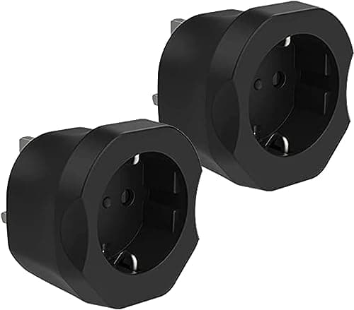 VINTAR EU to UK Plug Adapter 2 Pack, 2 Pin to 3 Pin Adapter Plug UK, Black
