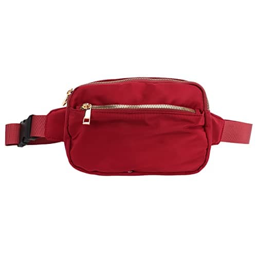 Fashionable Large Capacity Oxford Waist Bag, Hip Bum Chest Bag for Men and Women, Multi Pocket Running Hiking Travel Workout Pack (Burgundy)