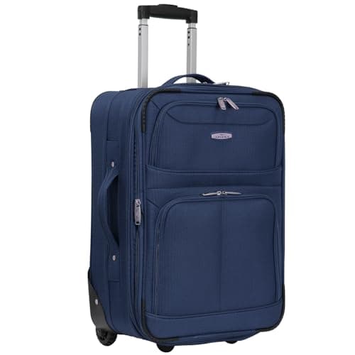 ARIANA Cabin Suitcase Lightweight Carry On Luggage Trolley Travel Bag 10Kg Hand Luggage 2 Wheels - 55x38x23cm (Navy-Blue, 21" Small (Cabin Size))