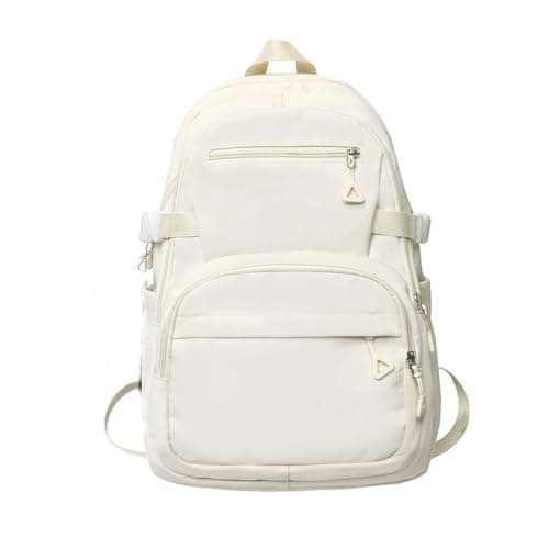 Vegan Leather Backpack Laptop Backpack For Women College School Travel Casual Daypack Bookbag Work Bag Lightweight For Women Girls Student 15.6 Laptop Travel Bags For 3 Day Backpack (White, One Size) — view 2
