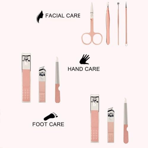 Manicure Set Nail Clipper Set Stainless Steel Women Men Toe Finger Nail Clippers Personal Care Tools with Portable Travel Case Manicure Pedicure Tools Women Men Grooming Kit Present(Rose Gold) — view 3
