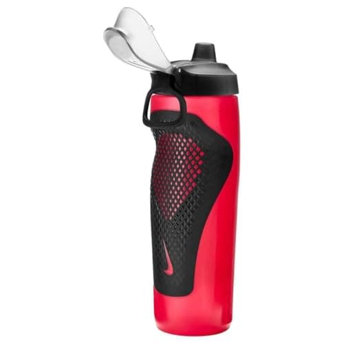 Nike Refuel Bottle Locking Lid 24oz 709 ml Water Bottle Sports Bottle Training Fitness Leakproof, University Red/Black/Silver Iridescent — view 2