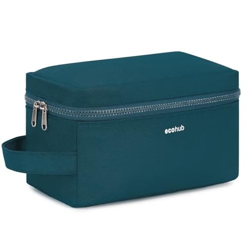 ECOHUB Water-Resistant Travel Toiletry Bag, Recycled Wet and Dry Separation Wash Bag, Dopp Kit Shaving Bag, Wide-Open Zipper Pouch Travel Toiletries Bag for Men, Patent Pending, Bluegreen