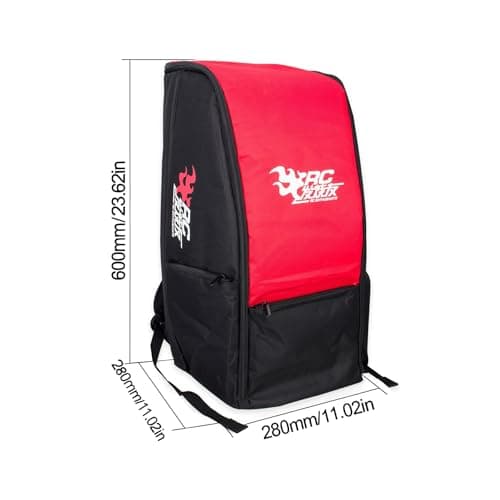 RC Car Bag, Waterproof RC Backpack, RC Car Storage with PP Board Support and Multi Pockets for Tools & Accessories for Axial SCX10 Capra & TRX4 TRX6 1/10 Scale RC Crawler Buggy Monster Truck (Red) — view 3