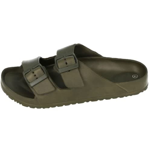 Yinka Shoes Mens Double Buckle EVA Sandals Khaki UK 10