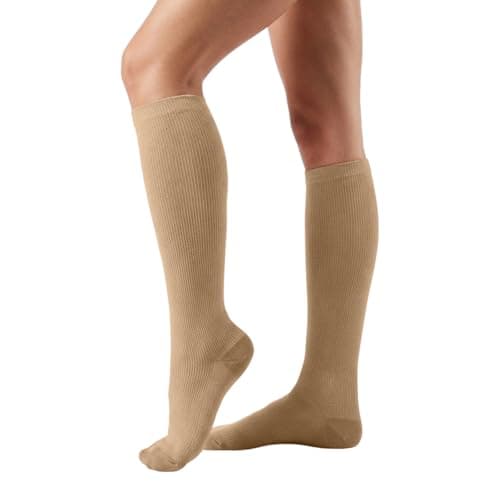 Compression Socks for Women Men Flying Flight Socks Compression Stockings Running Performance Compression Socks For Outdoor Running Cycling Fitness And Sports Support Calf Sleeves (Khaki, L)