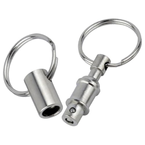 Detachable Quick Release Keyring with Double Spring, Iron Alloy Silver