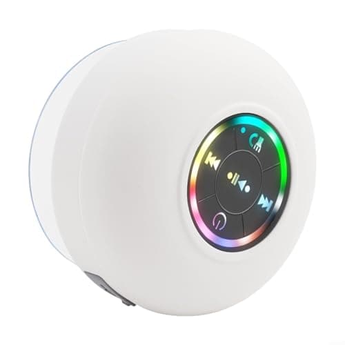 SPORTARC BT Shower Speaker，With Colorful Cool Flash Light,IPX4 Waterproof Design, for MINI Speaker For Bathroom, Party, Travel, Outdoor(White)