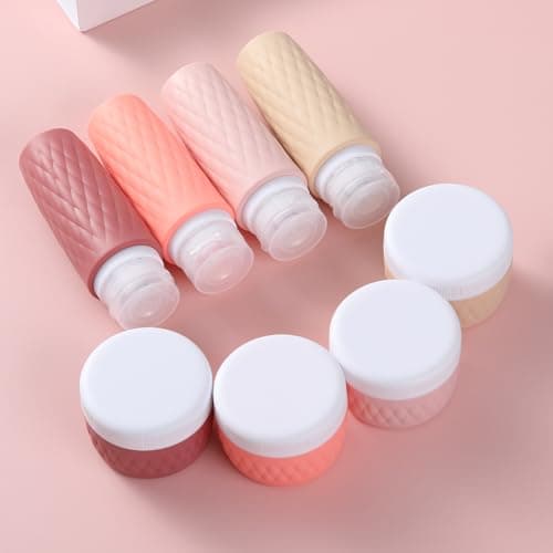 kuangre 8 Pack Travel Bottles for Toiletries - 3 OZ / 90 ML, | Leak Proof Silicone Containers with Clear Bag, Travel Size Toiletries for Lotions, Creams, Foundation, Shampoo, body wash and More | — view 4