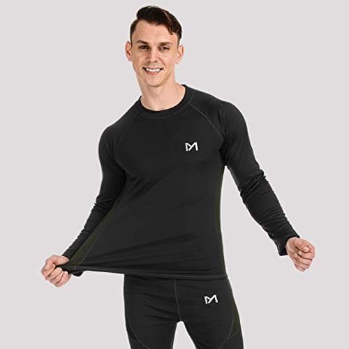 MEETYOO Men’s Thermal Underwear Set, Wicking Long Johns Quick Dry Base Layer Sport Compression Suit for Workout Skiing Running Hiking Black — view 3