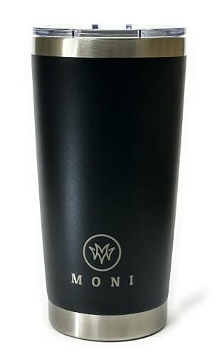 M O N I Rambler Travel Mug, Stainless Steel Vacuum Insulated with Silver Trim, Fits Car Cup Holder 10 oz (295 ml) — view 2