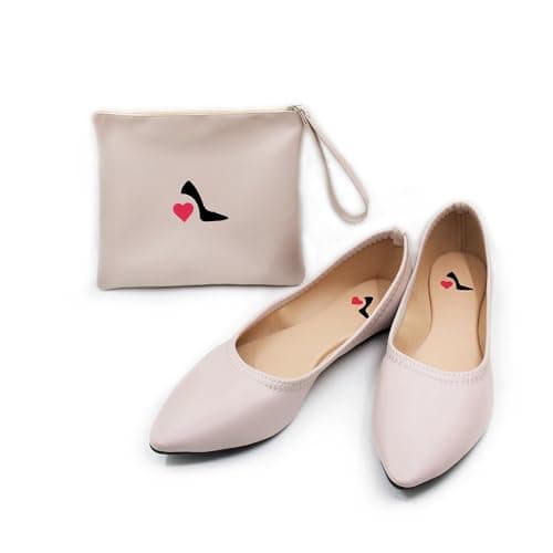 Ladies Roll Up Shoes Ideal for Weddings, Races Nights Out 2 Colours (Nude, UK Footwear Size System, Adult, Women, Numeric, Medium, 5)