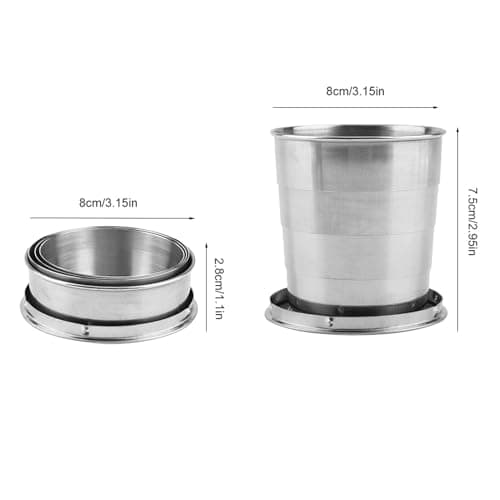 Beufee Stainless Steel Folding Cup, Collapsible Metal Cup Collapsible Travel Cup Camping Mug Portable Outdoor Travel for Hiking Camping Picnic(XL) — view 3