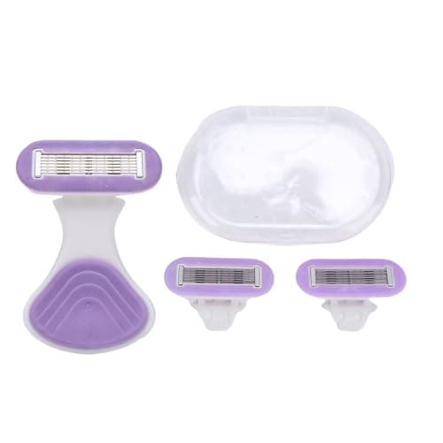 Picysa Travel Size Women's Shaving Kit with Foldable Handle, 6 Layer Cutters Portable Shaving Tool (Purple) — view 6