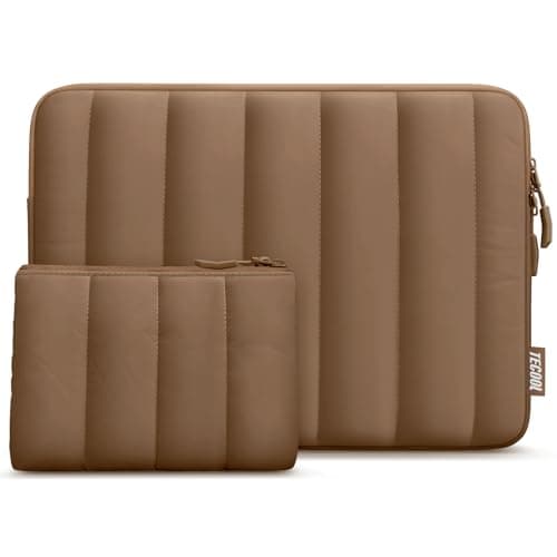 TECOOL Puffy 13 13.3 Inch Laptop Sleeve Macbook Neo Air Case,Brown