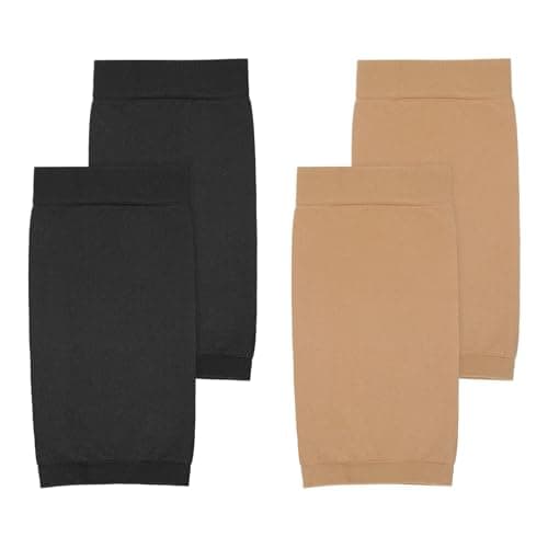 Ajcotahm 2 Pairs Tattoo Cover up Compression Sleeve, UV Sun Protection Arm Sleeves for Women Men Forearm Concealer Support Upf 50 Sports Compression Cooling Sleeve (Black, Skin Color)