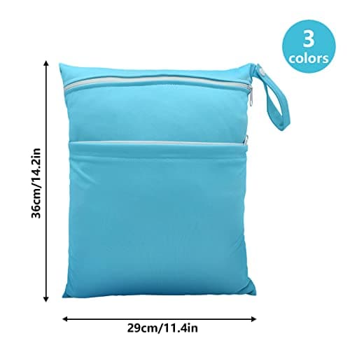 JNBGTU 3Pack Waterproof Wet Dry Bags, Reusable Washable Double Zipper Pockets, Ideal for Diapers, Swimming, Travel, Gym, and Beach — view 3
