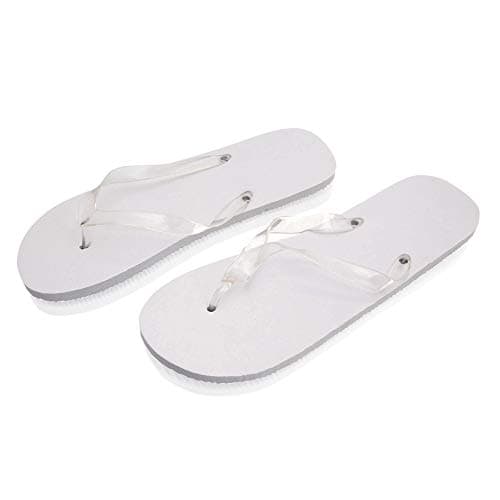 eBuyGB Bulk White Wedding Flip Flops - Summer Foam Sandal - 20 Pack (Medium)