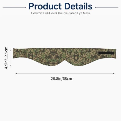 Green Camo Print Sleep Mask Wide Wraparound Reversible Light Blocking Travel Fit — view 3