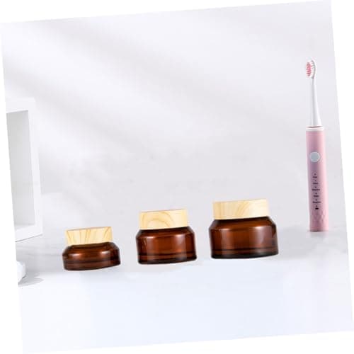 SOLUSTRE 5pcs Refillable Travel Containers 15g Tiny Brown Glass Cream Jars with Pp Lids for Storing Cosmetic Items and Creams, for Travel and New Year Use Random Color — view 5