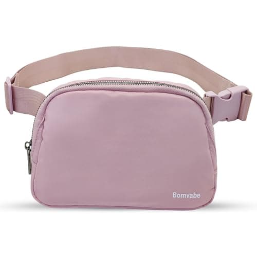 Bomvabe Pink Fanny Pack for Women Teens Girls, 1L Everywhere Belt Bag with Adjustable Strap 32" to 51", Small BumBag for Ladies with Multi Pockets, Crossbody Bag Lightweight for Travel Sport Running