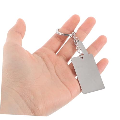 LIOOBO Stainless Steel Keychain Blanks Engravable Rectangular Metal Key Ring for Men Minimalist Key Holder Home Office Travel Accessory — view 4