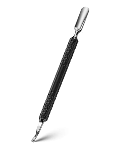 FERYES Cuticle Pusher with Fork, 2-in-1 Cuticle Remover Tool, Upgraded Stainless Steel Cuticle Trimmer Nail Care Tool for Manicures- Black(5.8 Inches