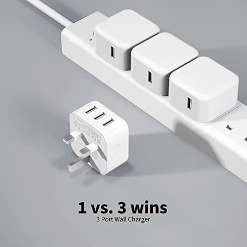 USB Plug, Multi USB Charger 5V 3A for iPhone X XR XS 8 7 6 6S Plus 5 5S 5C SE 14 14 Plus 14 Pro Max 13 12 11, Pad, UK Multiple Wall Charging Adapter Multiport Mains Power Adaptor — view 6
