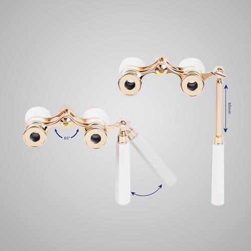Aomekie Theatre Opera Glasses with Handle 3X25 Compact Folding Binoculars for Theater Horse Racing Classical (White) — view 4