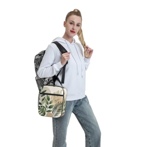TOXOCMDKLE Insulated Lunch Bag for Men Women Organic Leaves Tote Bag — view 5
