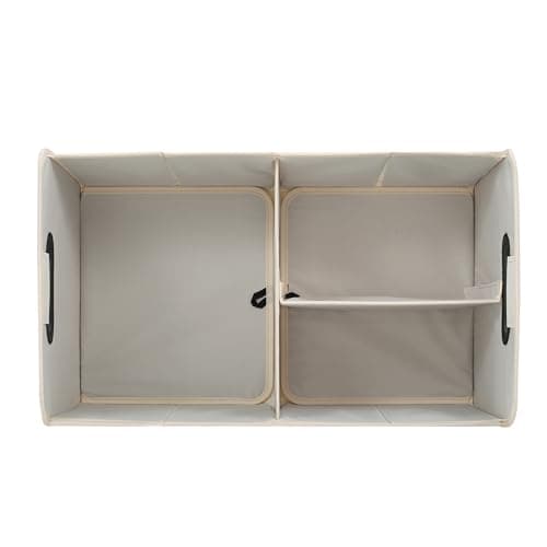 austoces Car Boot Organizer,Collapsible Durable Multi Compartments Car Storage Organiser With Adjustable Straps (Beige) — view 3