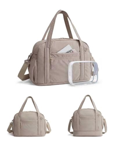BAGSMART Gym Bag Women, 24L Weekend Bags Duffel with Toiletry Bag, Camel