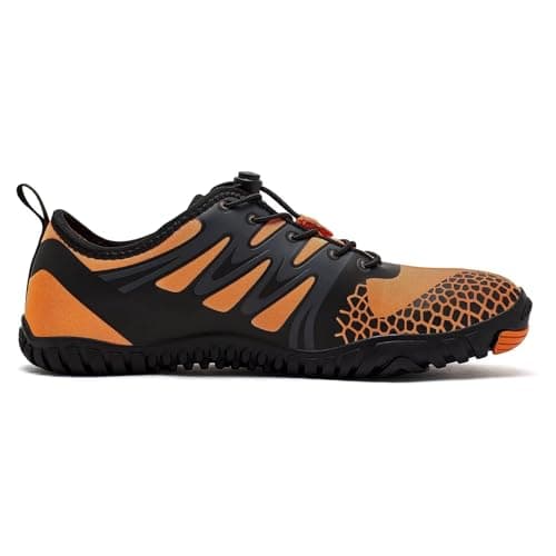 HOBIBEAR Mens Wide Toe Barefoot Shoes Trainers Gym Minimalist Running Shoes for Womens Non Slip Lightweight(UK 7 Orange) — view 4