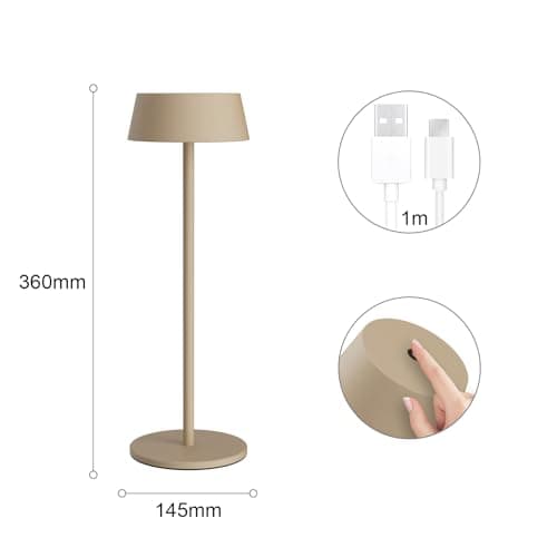K-Bright Pack of 2 LED Battery Table Lamp 32.5 cm Aluminium Khaki — view 6