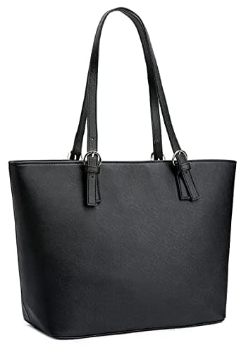 WEDMAY Women's Black School Handbag, Large Tote Bag with Adjustable Straps