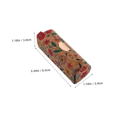 Portable Lipstick Organizer in Brown Cork with Built-in Mirror — view 2