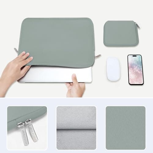 MOSISO 13 inch Laptop Case Neoprene Sleeve with Small Bag,Antique Green — view 4