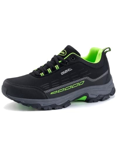 LANGDU Mens Hiking Shoes Womens Outdoor Trekking Lightweight Trainers Comfortable Sneaker Shoes 4.5-11 UK(9UK,Black-Green 30) — view 4