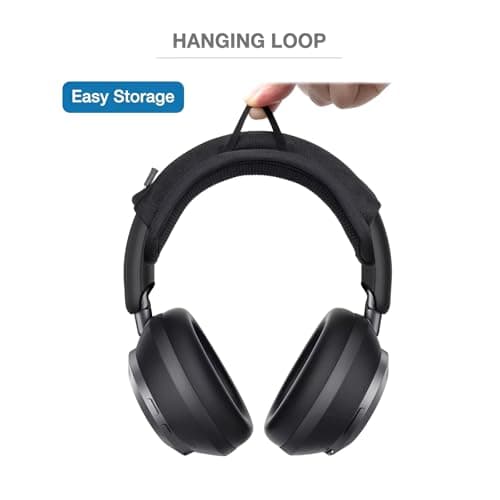 Voarmaks Headband Cushion Cover Compatible with Anker Soundcore Space One, Space One-Pro, Space 1 Pro, Active Noise Cancelling Headphone, 6mm Thick Cushion, No Wobble Zipper Slider, with Hanging Loop — view 5